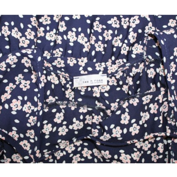 Tea n Rose Navy Blue Floral Dress w/ Open Back - Picture 7 of 7